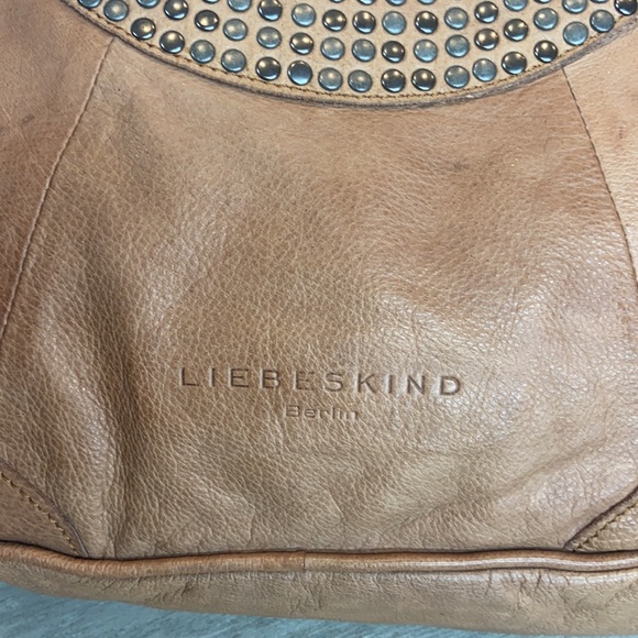 Liebeskind Berlin Esther Vintage Studded Satchel Tan Leather Vachetta Handbag - Picture 8 of 12